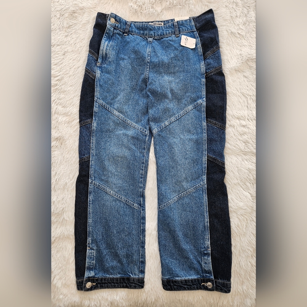 Free People We The Free Moonlit Moto Slim Bootcut Jeans Darkside NWT - Picture 2 of 14
